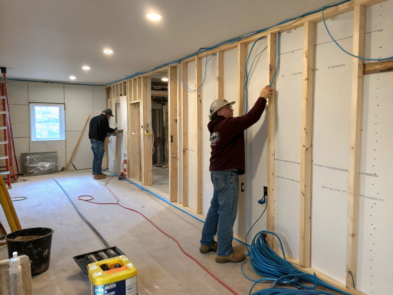 Interior view of a modern apartment unit during the finishing phase